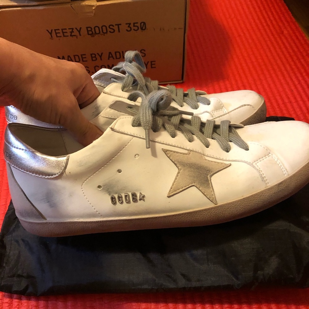 Golden goose white and ailver sz 11(44)